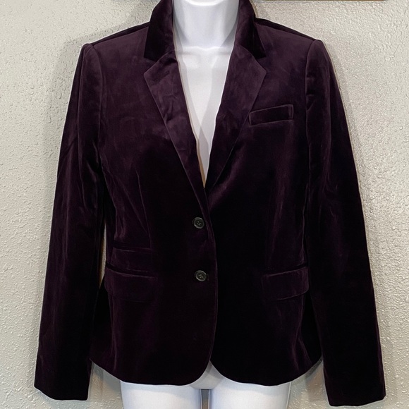 J.Crew Velvet Blazer Jacket – Plum Purple – Size 6 - Picture 1 of 8